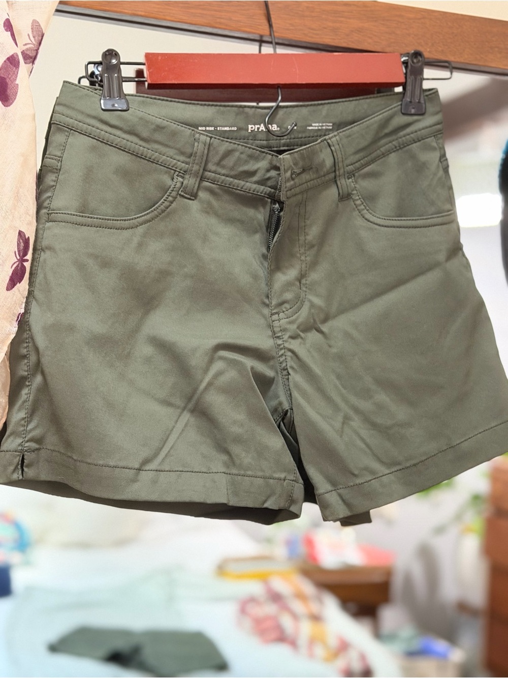 Prana Women's Olive Green Stretch Jean Shorts